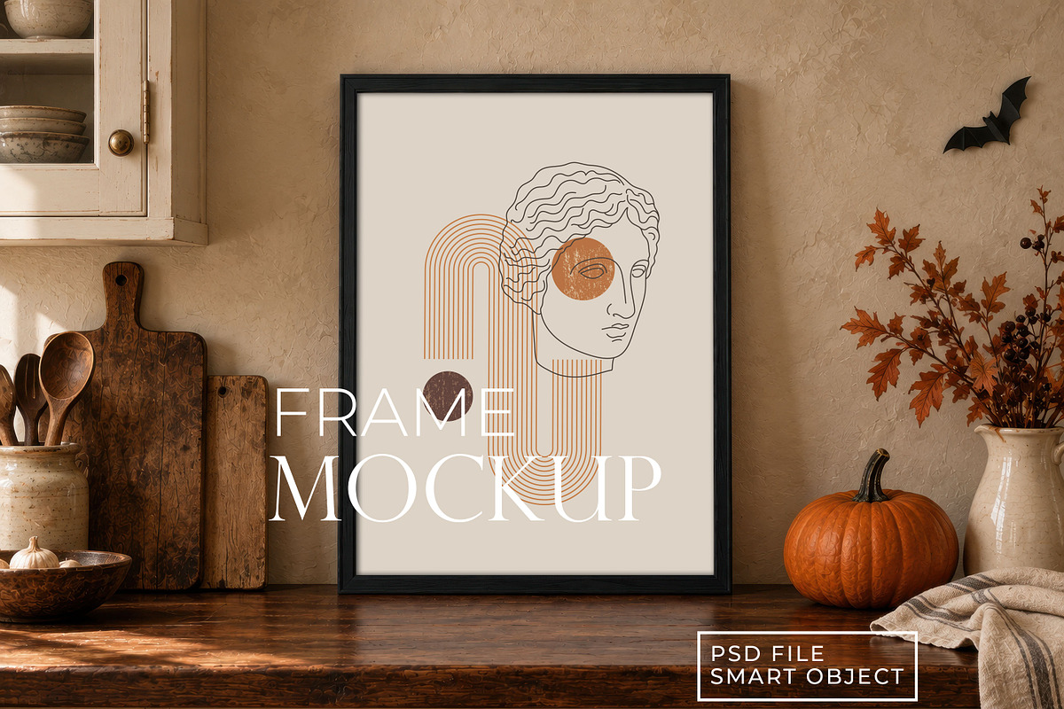 Autumn Kitchen Potrait Frame Mockup, a Household Mockup by AYAKA Studio Co. (Photo 5 of 5)