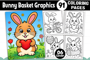 Bunny Basket Coloring Book For Kids, an Animal Illustration by Design Station