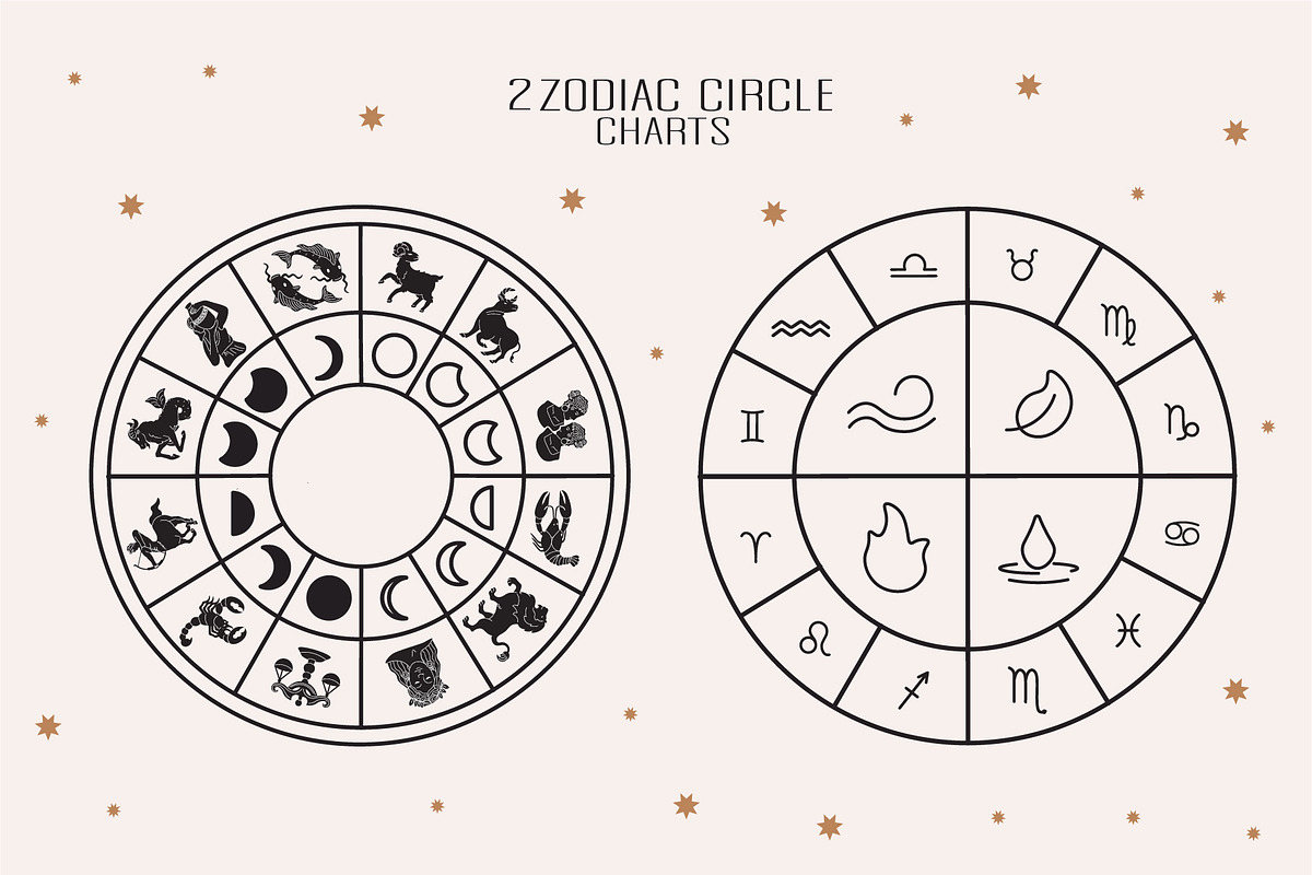 Black and White Zodiac Signs Vector, a Decorative Illustration by Vibérains (Photo 7 of 9)
