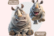 Funny Rhino Clipart PNG Bundle, a Graphic by M9 Design (Thumbnail 9 of 10)
