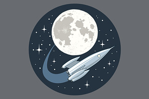 Space Rocket Flying Around Moon