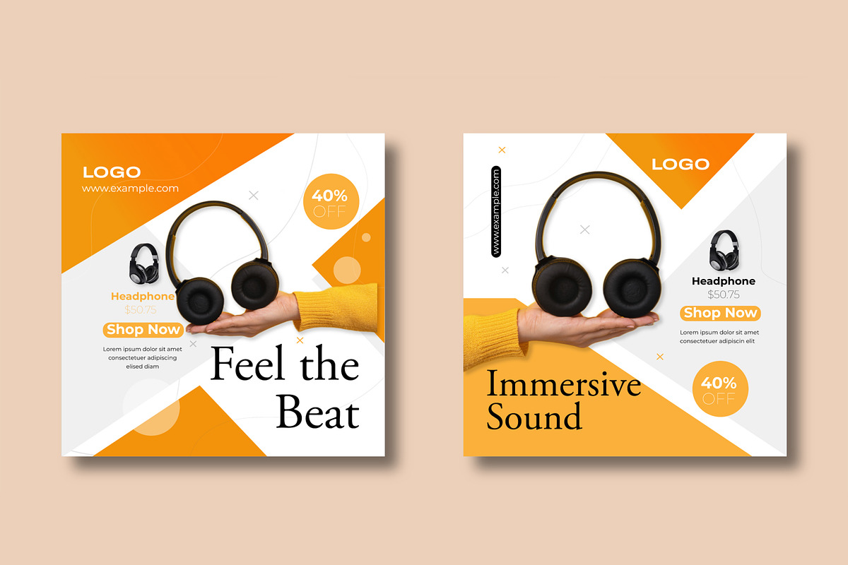 Headphone Promotion Social Media, a Social Media Template by MightyDesign (Photo 3 of 8)