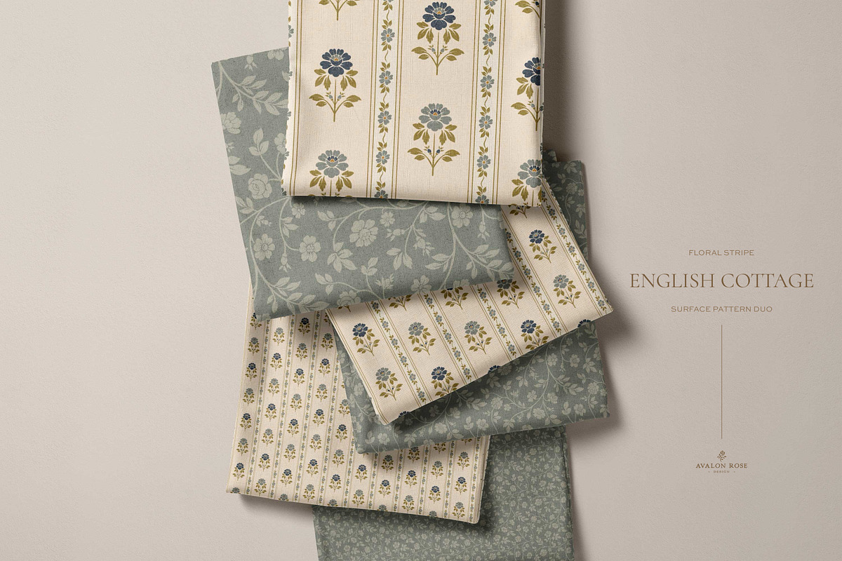 Vintage Blue Cottage Floral Patterns, a Pattern Graphic by Eclectic Anthology (Photo 9 of 16)