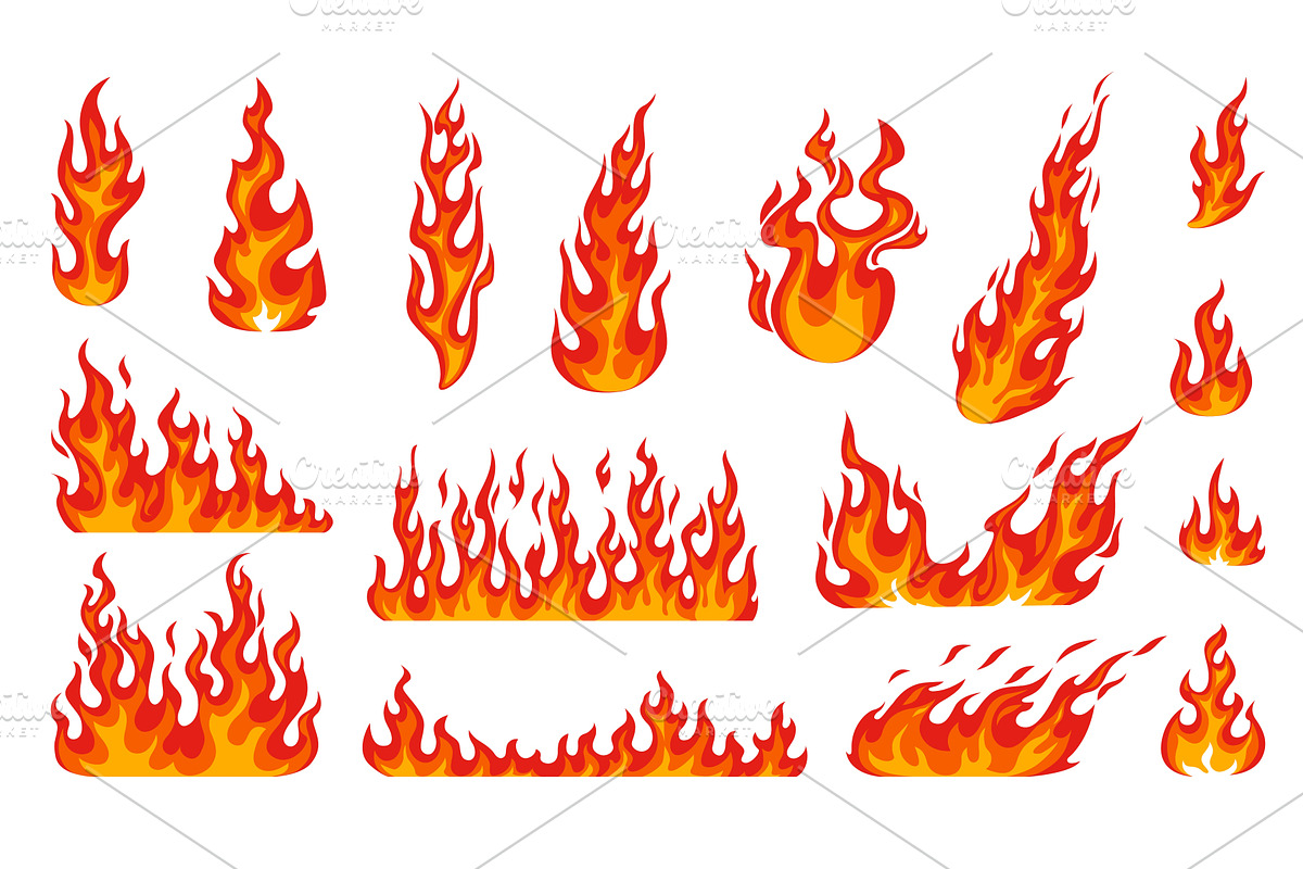 Cartoon fire flames, bonfire fire, an Illustration by Buch&Bee