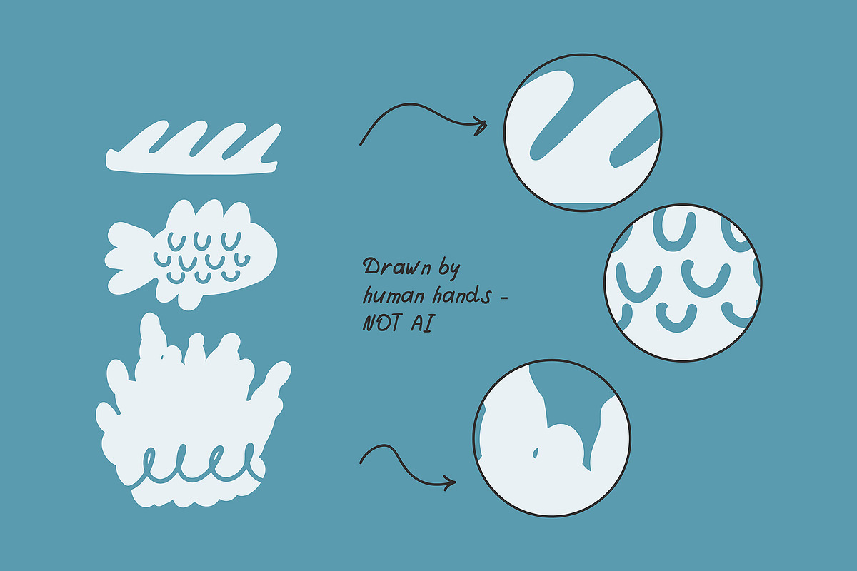 200+ OCEAN CLIPARTS - HAND DRAWN, a Seasonal Illustration by JuDesign (Photo 22 of 23)