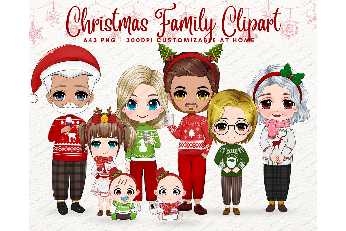Merry Christmas Family Clipart PNG, a Person Illustration by Podcliparts (Photo 1 of 9)