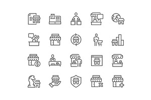 Line Shopping and Market Icons