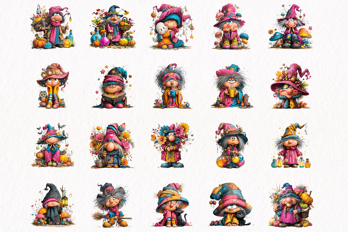 Whimsical Ugly Witch Clipart Bundle, a Person Illustration by fashionaddict (Photo 4 of 7)