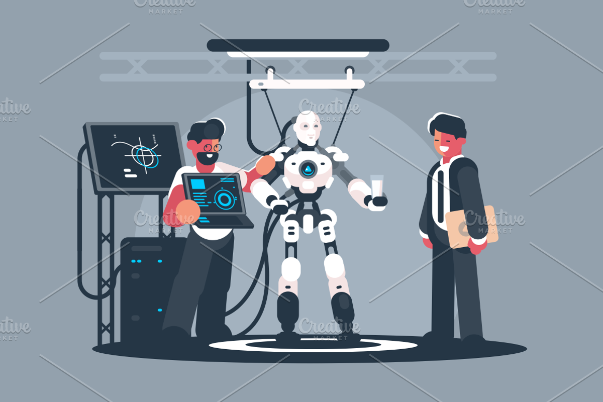 Presentation of modern robot, an Object Illustration by Kit8.net