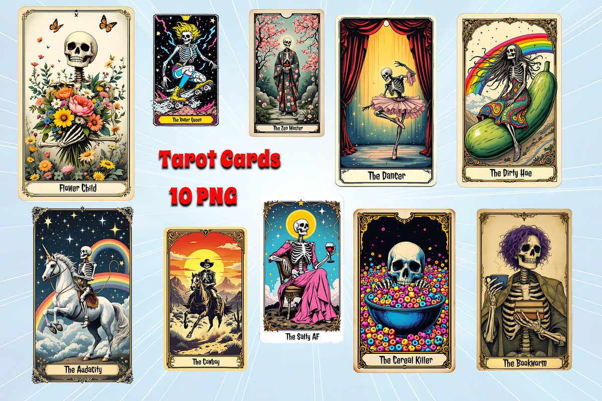 Funny Tarot Cards PNG Bundle 4, a Decorative Illustration by Twisted Mountains (Photo 1 of 10)