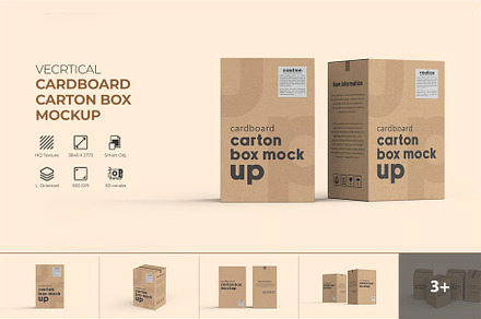 Vertical Cardboard Carton Box Mockup, a Packaging Mockup by zphotographystudio