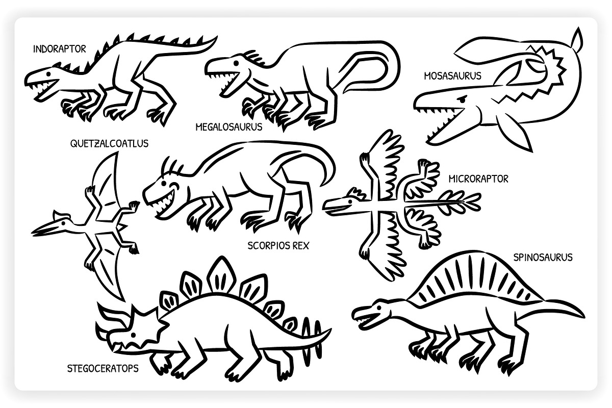 38 Dinosaur Elements x3 Styles, a Graphic by monkik (Photo 9 of 22)