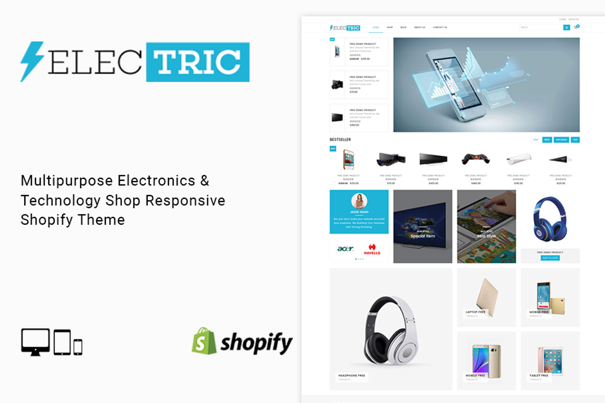 Electric Electronics Shopify Theme, a Shopify Template by ThemeTidy Shopify Agency