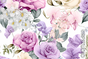 PASTEL ROSES 4. Bundle Of 8 Seamless