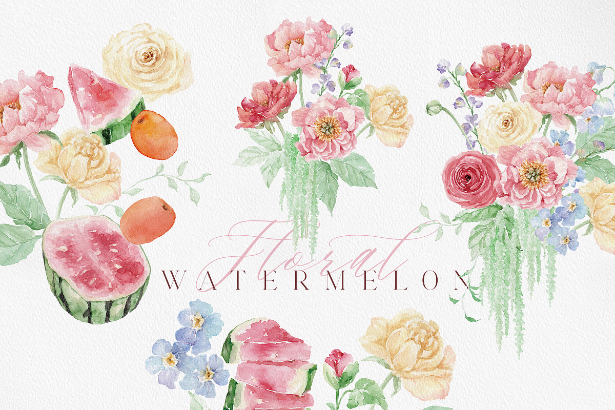 Watercolor Clipart - WATERMELON, a Decorative Illustration by Beigetime (Photo 7 of 10)