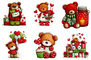 whimsical valentine bear clipart bun, an Illustration by CreationArt (Thumbnail 5 of 6)
