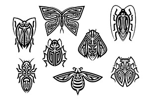 Insect Tattoos In Tribal Style