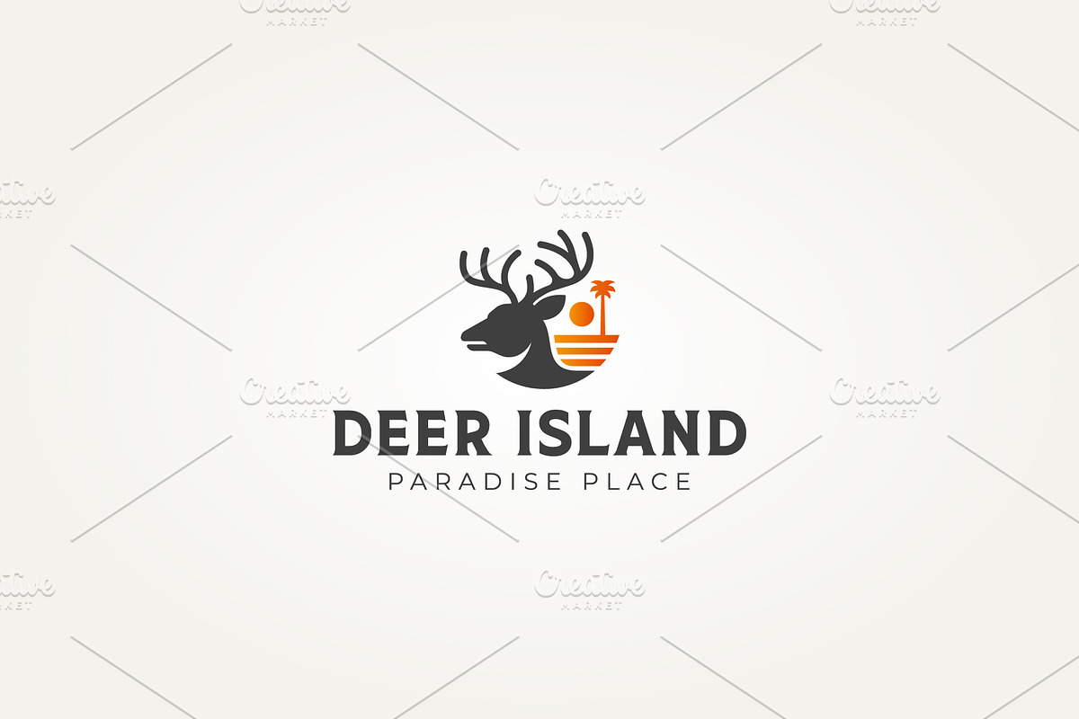deer buck stag island icon logo, a Branding & Logo Template by Blazybone