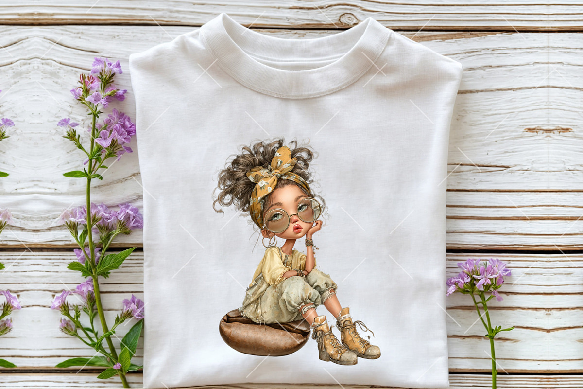 Whimsical Summer Coffee Girl Clipart, a Seasonal Illustration by OK Design (Photo 5 of 6)