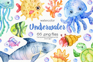 Watercolor Underwater Clipart