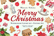Merry Christmas. Cliparts+Patterns., a Food Illustration by OlyaGutArt (Thumbnail 1 of 7)