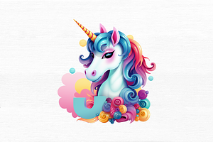 Number Unicorn Birthday Clipart