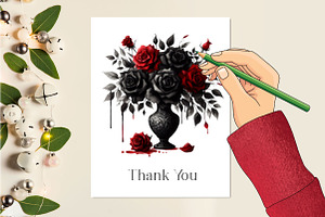 Gothic Roses In Vase Clipart