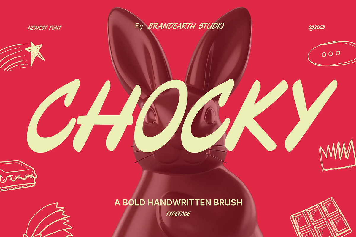 Chocky - Bold Handwritten Brush Font, a Handwritten Font by Brand Earth (Photo 1 of 7)