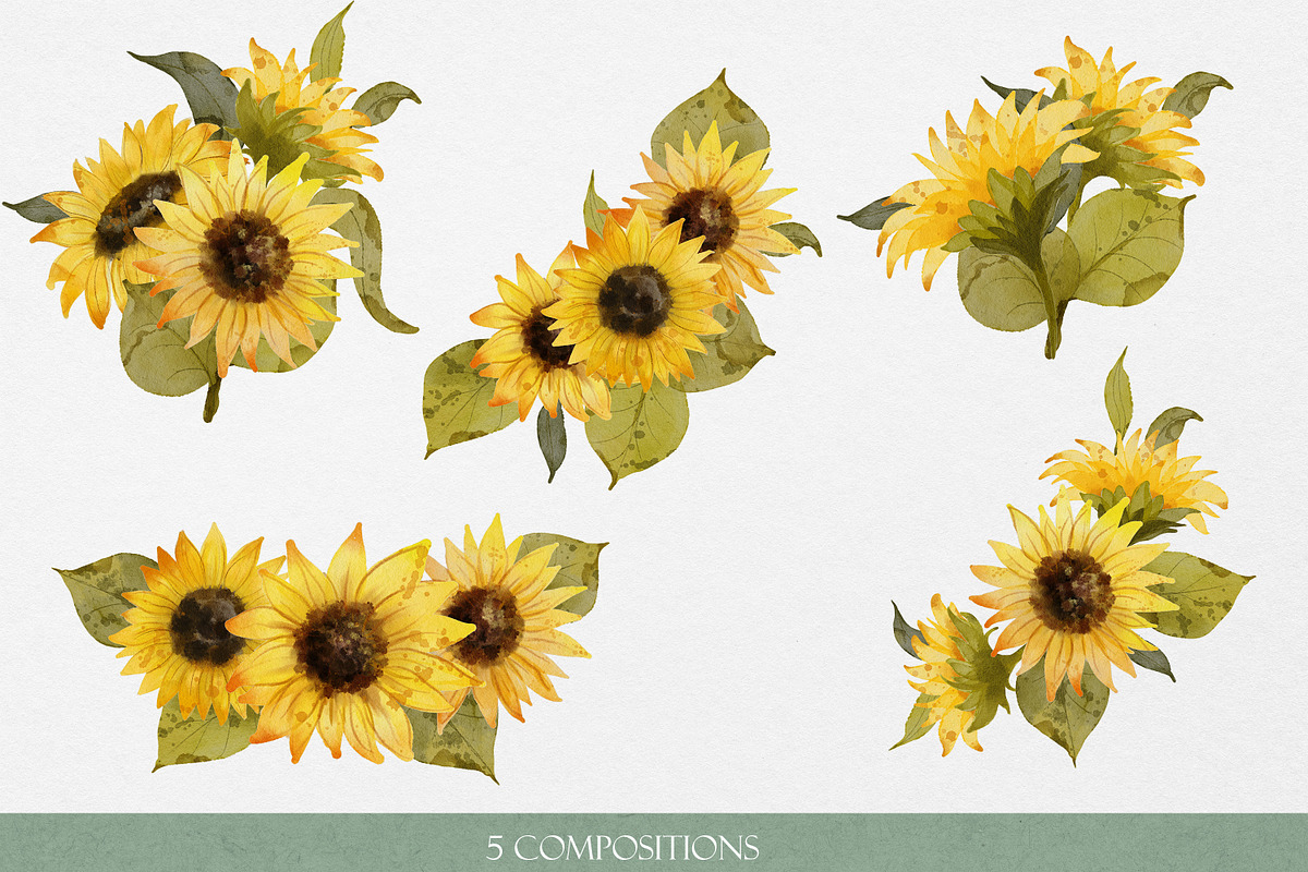 Sunflowers Watercolor Illustrations, an Object Graphic by Graphic Soul (Photo 3 of 3)
