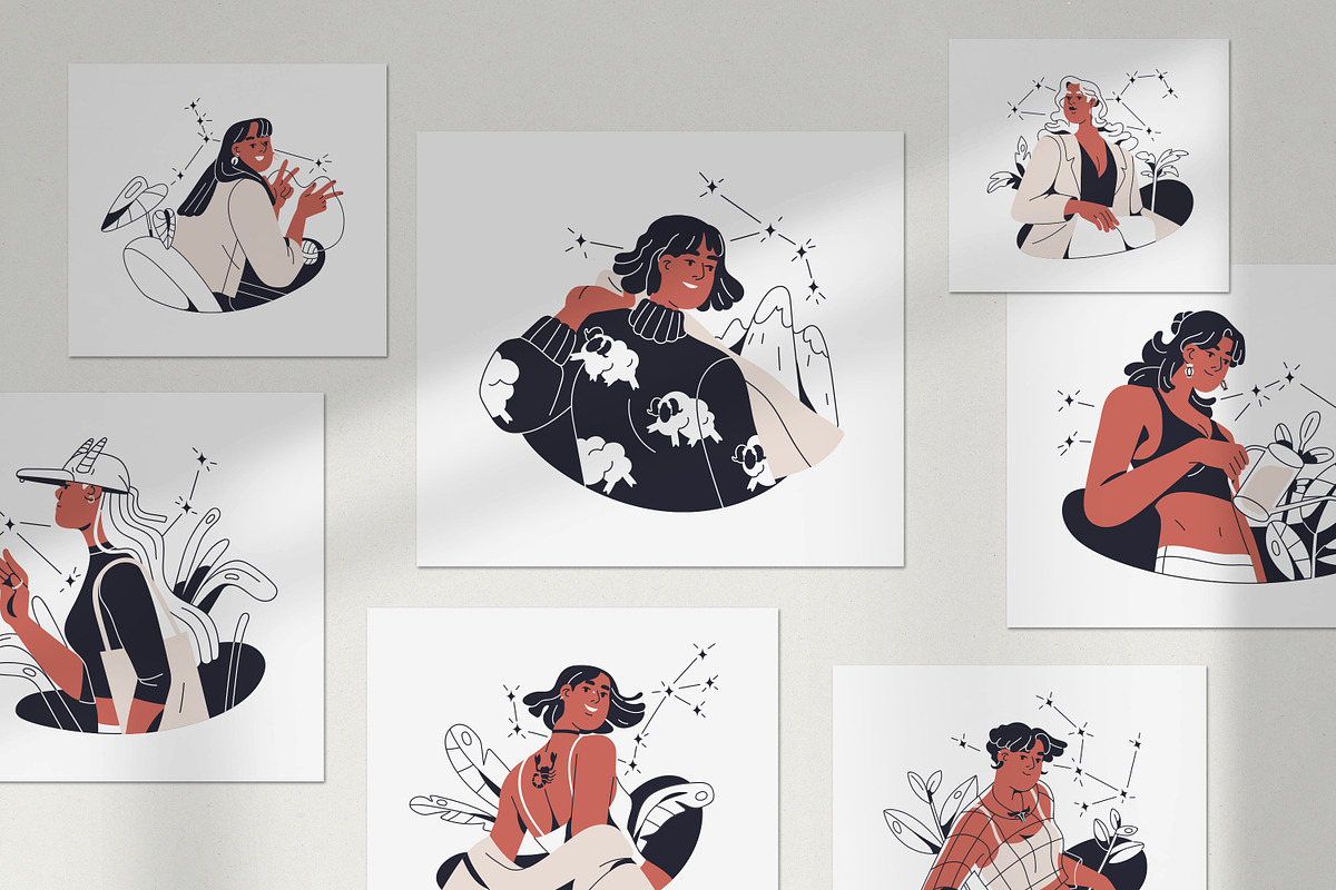 Zodiac signs women, astrology set, a Person Illustration by Good Studio (Photo 16 of 16)