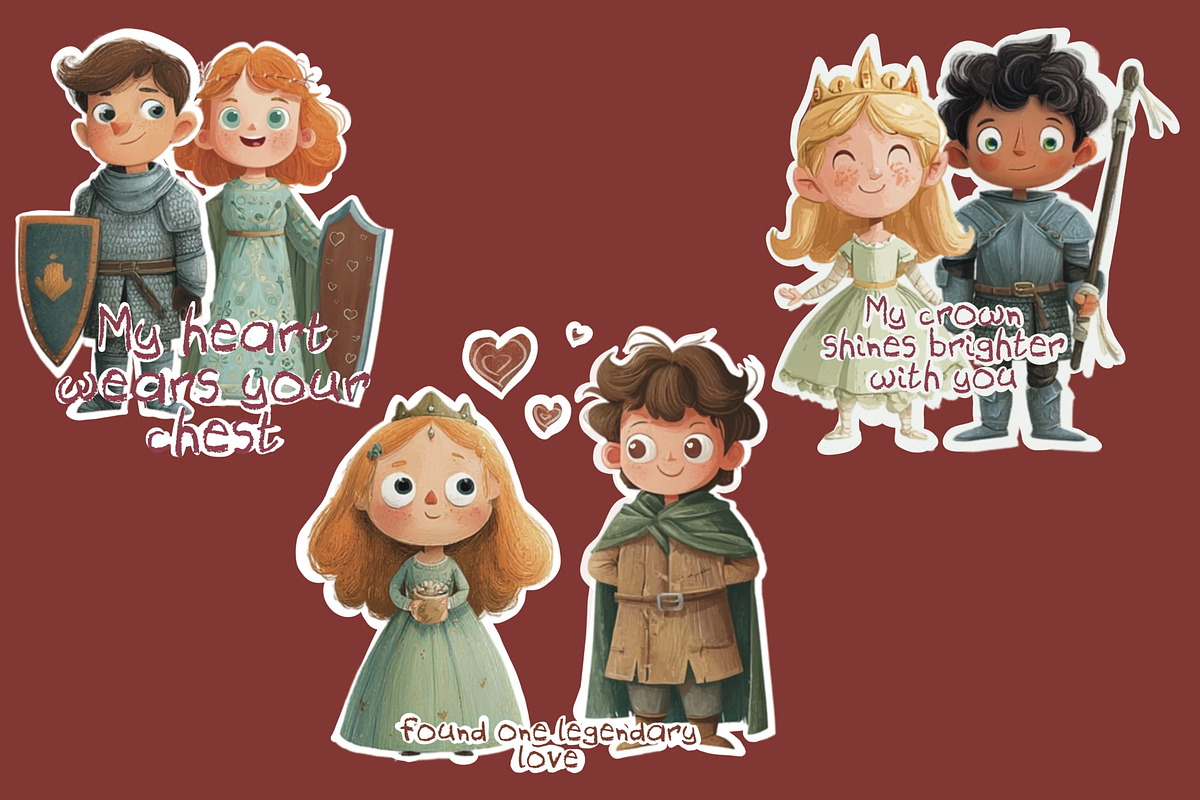 Medieval Fantasy Valentine Stickers, an Object Graphic by Amarawolf's Art (Photo 3 of 8)