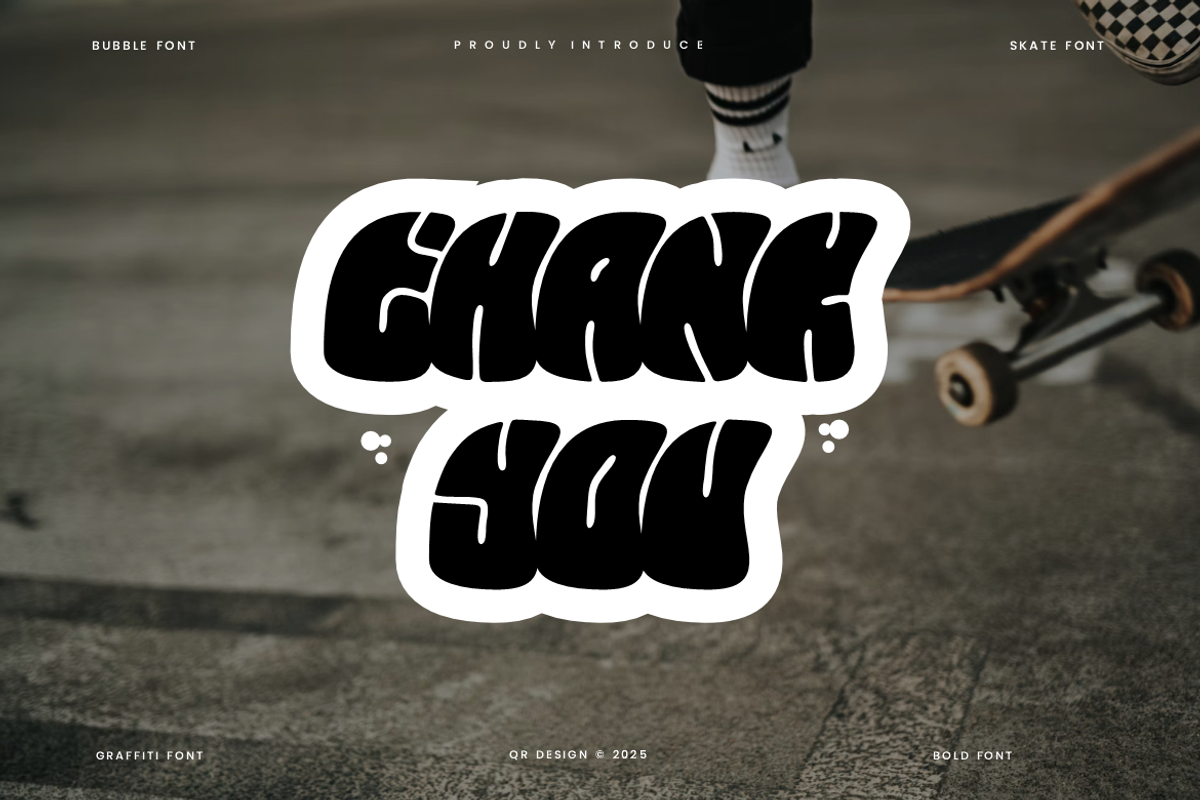 Skate Salmone - Bubble Graffiti Font, a Sans Serif Font by QR Design Studio (Photo 6 of 6)