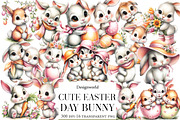 Cute Easter Day Bunny Watercolor Cli, an Illustration by Designworld (Thumbnail 1 of 4)