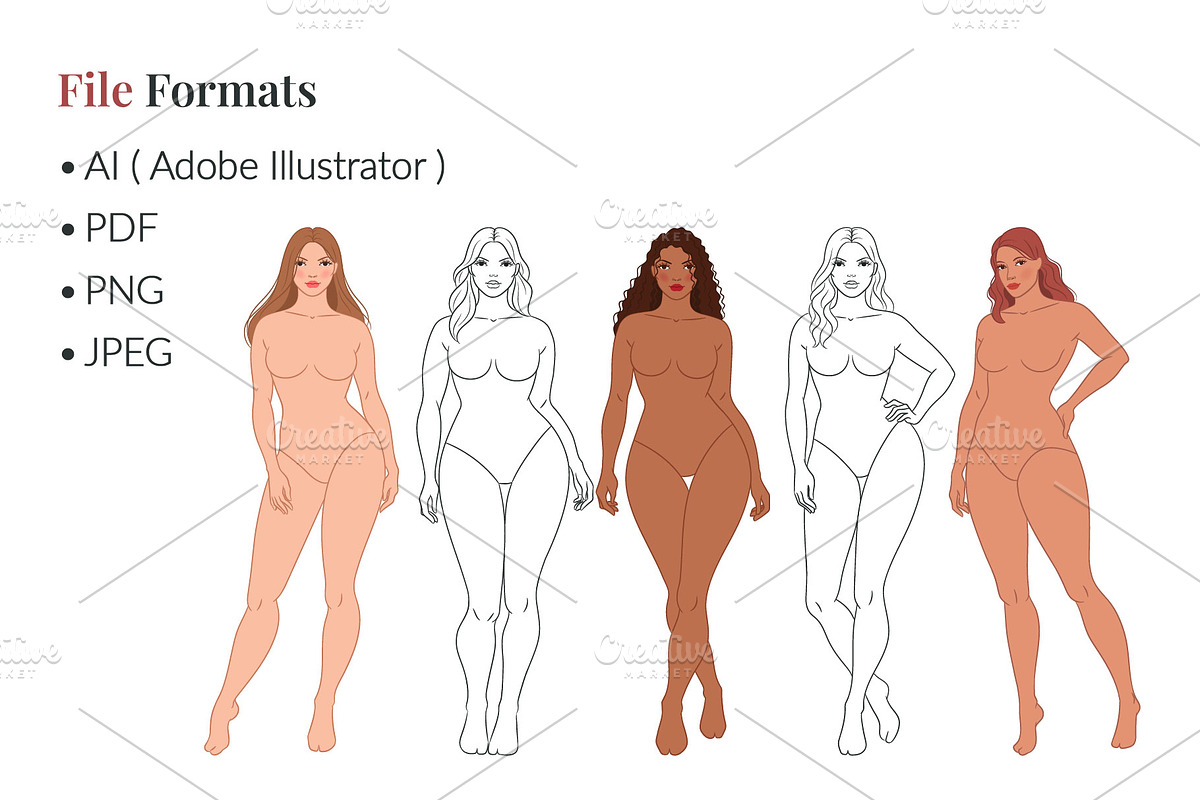 Plus Size Female Fashion Croquis, a Person Illustration by Shorena Fashion Draws (Photo 10 of 13)