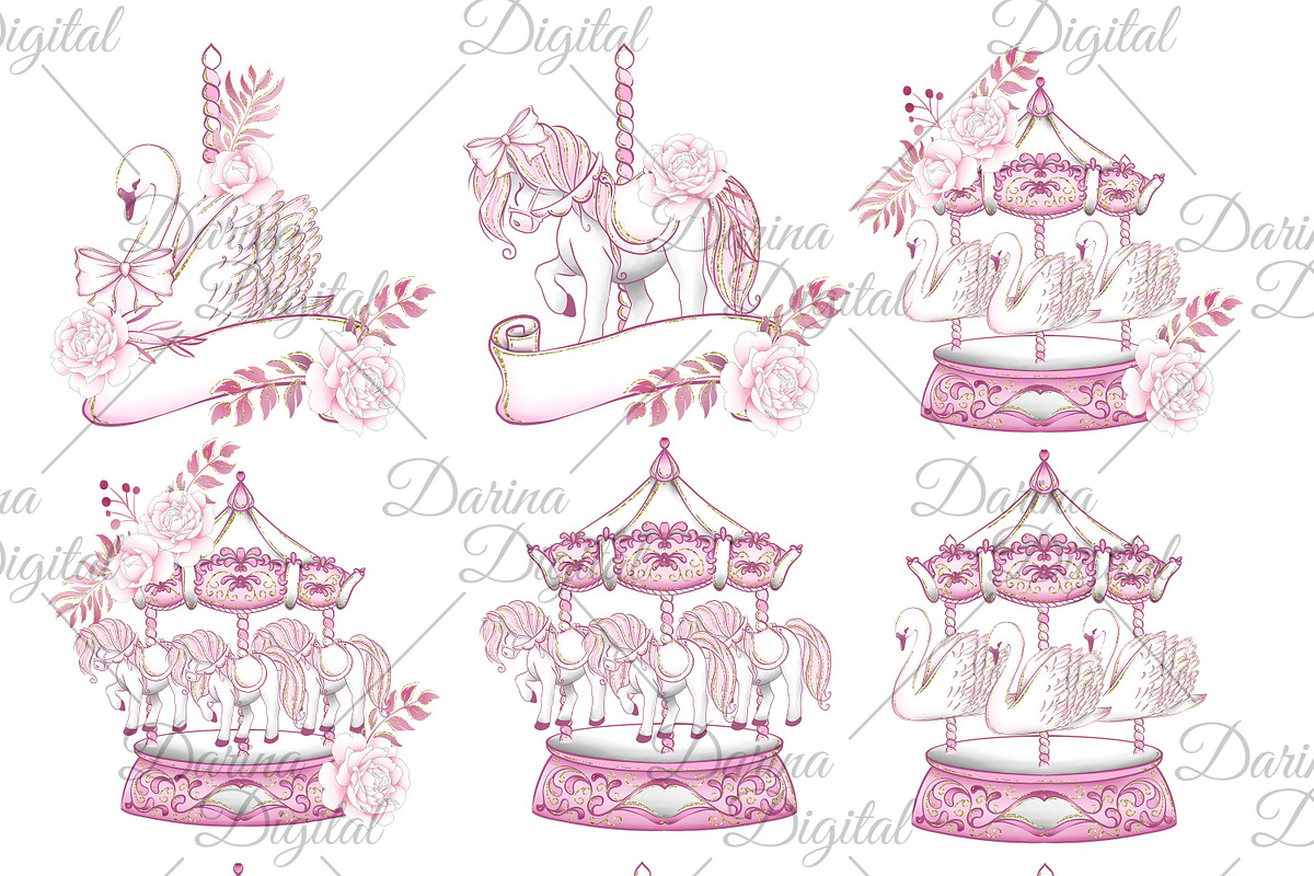 Carousel clipart, an Illustration by DarinaDigital (Photo 2 of 5)