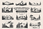 Mountain Scenes Silhouettes Vector 1, an Object Illustration by Seaquint (Thumbnail 1 of 5)