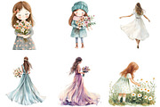 Whimsical Cute Girl Clipart, an Illustration by Designking (Thumbnail 2 of 4)