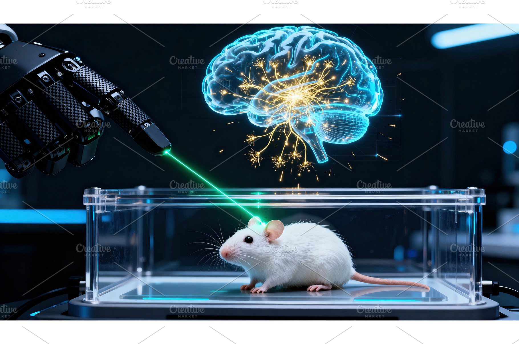White laboratory mouse observed in, a Technology Photo by tilialucida