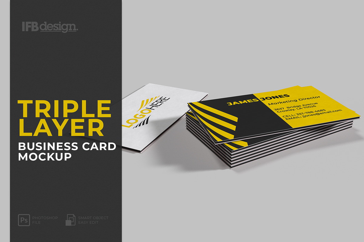 Triple Layer Business Card Mockup, a Print Template by IFBdesign (Photo 1 of 4)