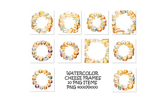 Watercolor different cheese frame, an Object Graphic by SketchArtStudio
