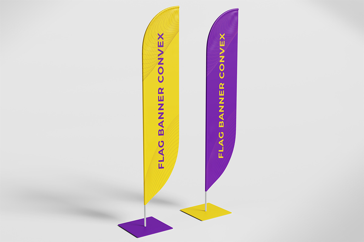 Flag Banner Convex Mockup, an Advertising Mockup by HanaSaka_Studio (Photo 3 of 5)
