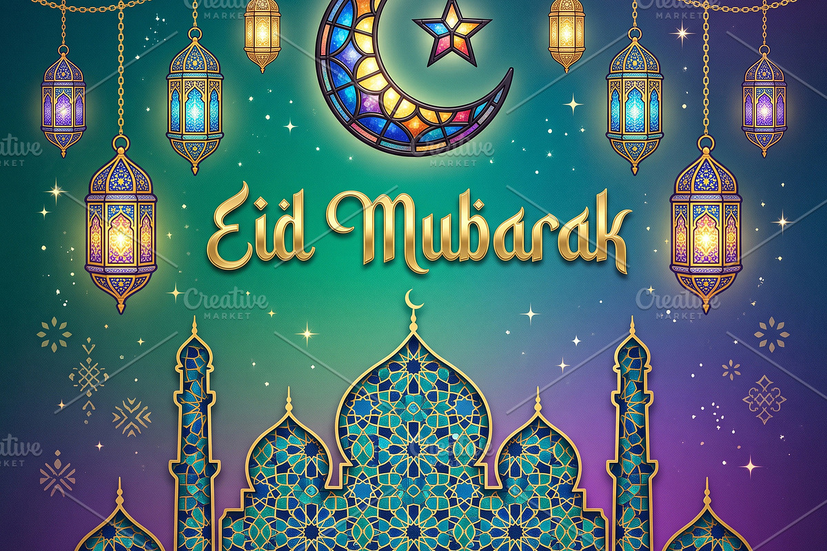 Stained Glass Eid Mubarak Mosaic, a Holiday Photo by microtasker (Photo 2 of 2)