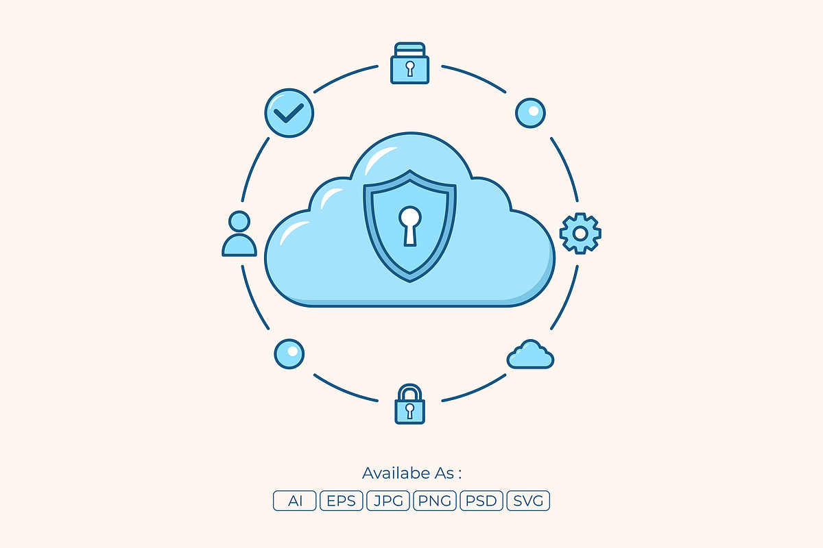 Cybersecurity in Cloud Computing, a Technology Illustration by Partikusi Design (Photo 1 of 3)