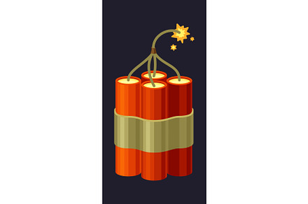 TNT. red detonators stick burning