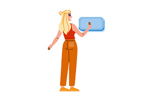 Woman pressing button on interactive, a Technology Illustration by pikepicture