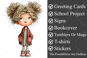 Whimsical Back to School Girl PNG, a Seasonal Illustration by Canvas Craft (Thumbnail 3 of 10)