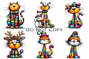 Rainbow Christmas Cat Clipart, an Illustration by Craft Nest (Thumbnail 9 of 9)