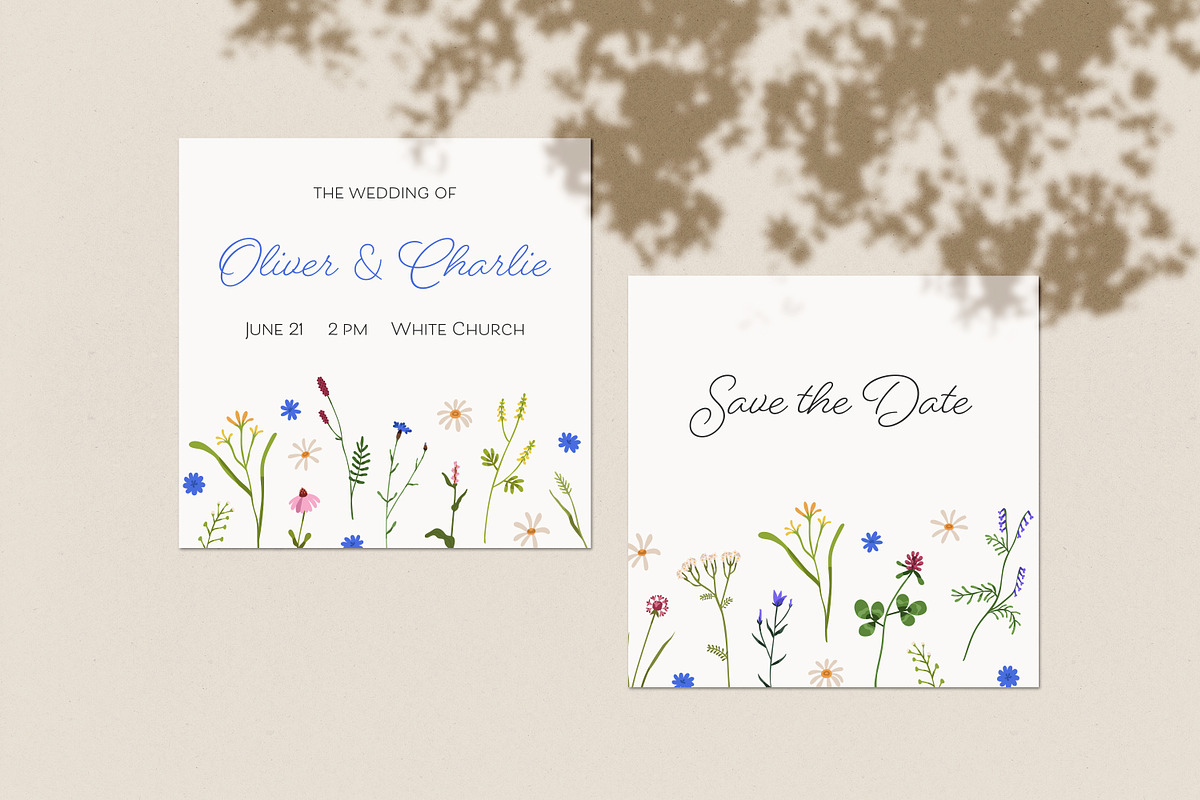 Floral wedding card designs set, a Decorative Illustration by Good Studio (Photo 2 of 3)