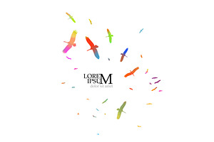 Flight of storks colored silhouette, an Animal Illustration by Nenahliadava Design