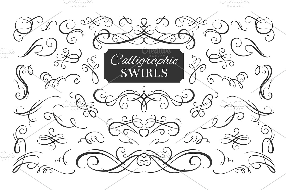 Calligraphy decorative swirls, an Illustration by YummyBuum
